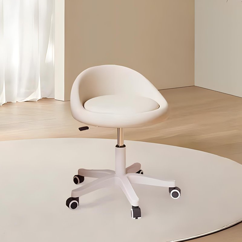 Rolling Stool – Ergonomic Swivel Seat, Adjustable Height, Ultra-Quiet Wheels, Padded PU Leather Cushion, for Salon, Office, Massage & Medical Use Beige