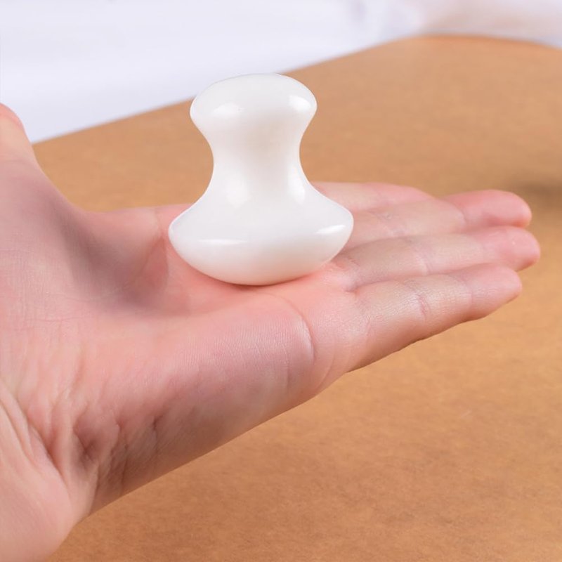 Uonlytech 2Pcs Gua Sha Facial Tools, White Jade Quartz Massage Gua Sha Rollers Stones Scraping Massage Tool for Women Home Spa