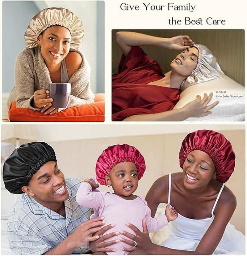 YANIBEST Silk Bonnet - Adjustable Double Layer Satin Hair Bonnet for Sleeping | Reduces Frizz for Curly Hair
