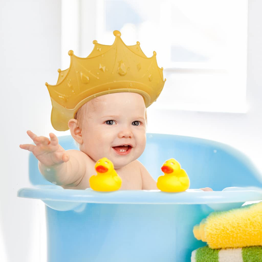 2PCS Baby Shower Cap for Kids, Adjustable Baby Hair Washing Shield Toddler Visor Hat for Eyes and Ears Protection Shampoo Cap for 0-9 Years Old Children
