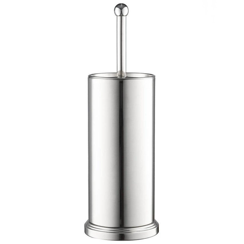 Home-it Chrome Toilet Brush Set for Tall Toilet Bowl with Holder and Lid