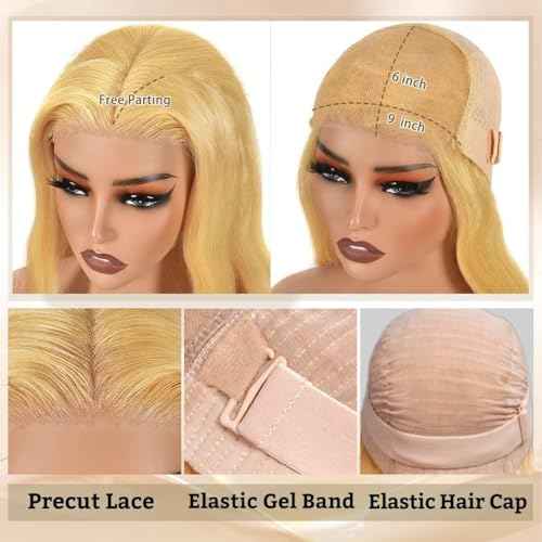 30inch Honey Blonde Curly Human Hair Wig 9x6 27# Colored Deep Wave Lace Front Wig Human Hair 220% Denesity Blonde Glueless Wig Human Hair for Black Women