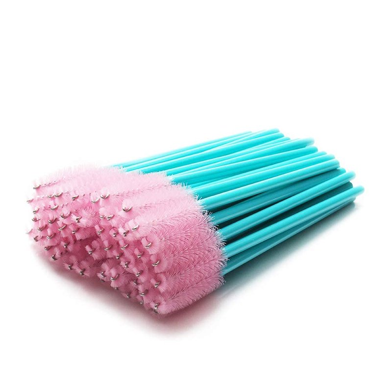 100pcs Mascara Wands Disposable Lash Brushes for Eyelash Extension Supplies Makeup Applicator Tool, Blue/Pink