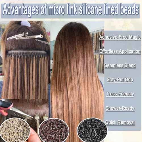 200 PCs 5mm Micro Beads for Hair Extensions - Brown Invisible Links, Professional Micro Rings for Thin/Medium Hair