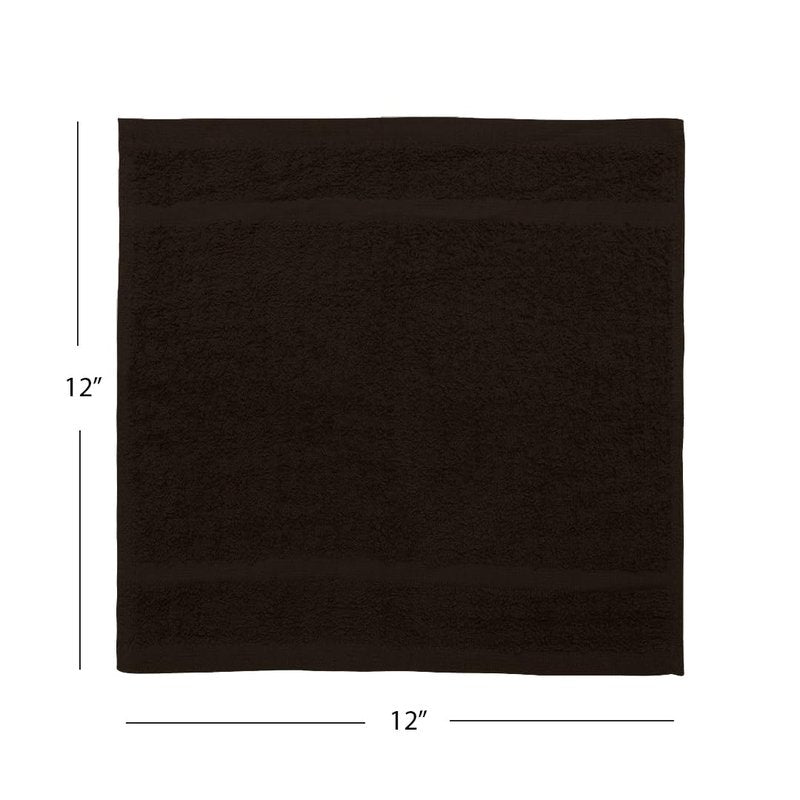 Avalon Towels Cotton Washcloths – (Pack of 36) Size 12x12 Inches, 100% Ring Spun Cotton, Soft & Absorbent Face Towels, Gym Towels, Hotel and Spa Quality, Reusable Fingertip Towels (Brown)