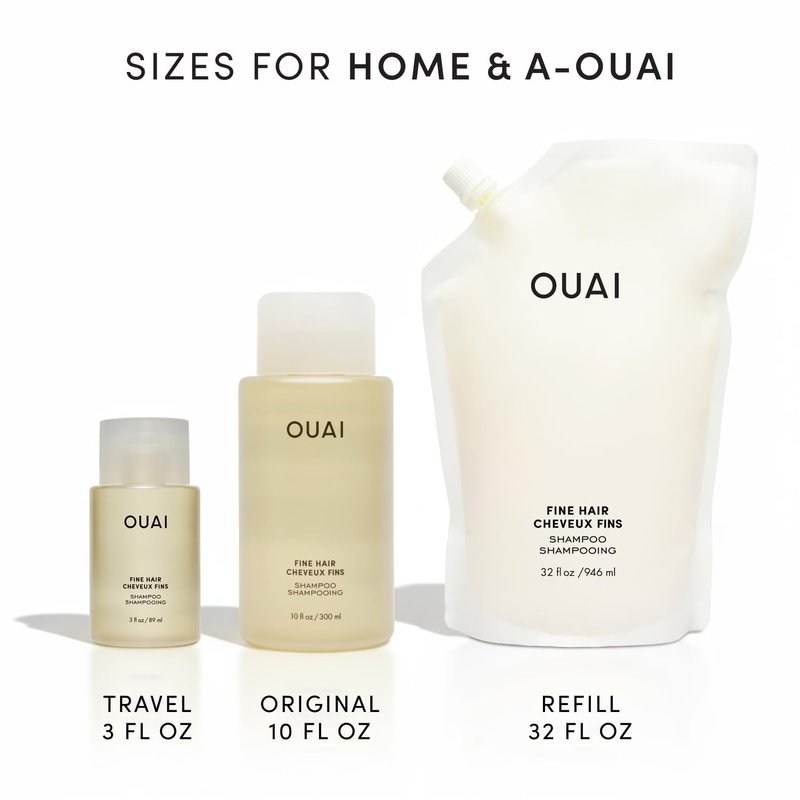 OUAI Fine Hair Shampoo - Biotin Thickening Shampoo for Flat, Thin Hair - Volumizing & Strengthening Keratin & Chia Seed Oil for Women & Men - Lightweight, Color-Safe, Sulfate Free, Refill 32 Oz