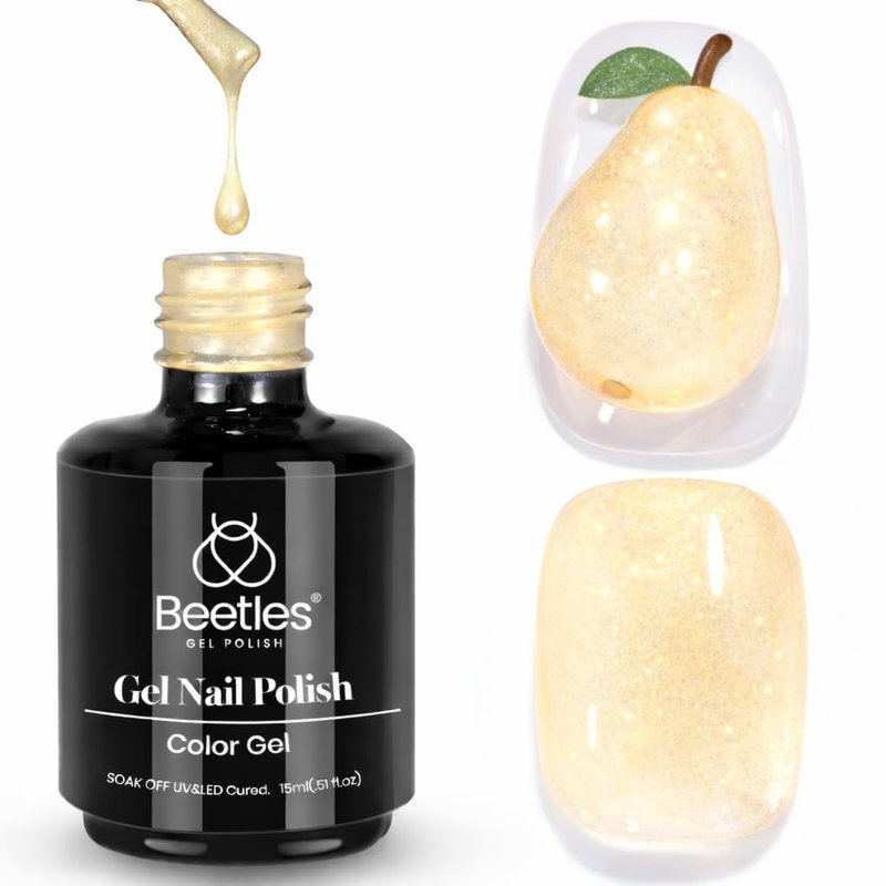 Beetles Yellow Gel Nail Polish - Shimmer Glitter Butter Yellow | 15ML Pastel Creamy Soak Off UV LED Nail Color for Home Salon
