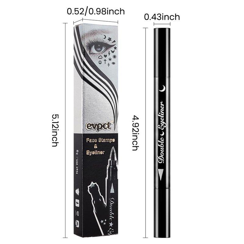 Black Winged Eyeliner Stamp Kit - Waterproof Eye Makeup Tool for Women | 1 Pcs Black Moons Design