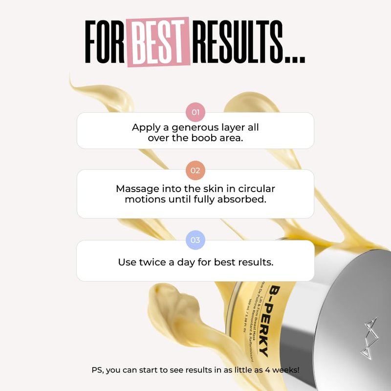 MAËLYS B-PERKY Lift & Firm Breast Mask - Hydrating Jojoba Oil & Kigelia Africana Treatment | 3.38 Fl Oz