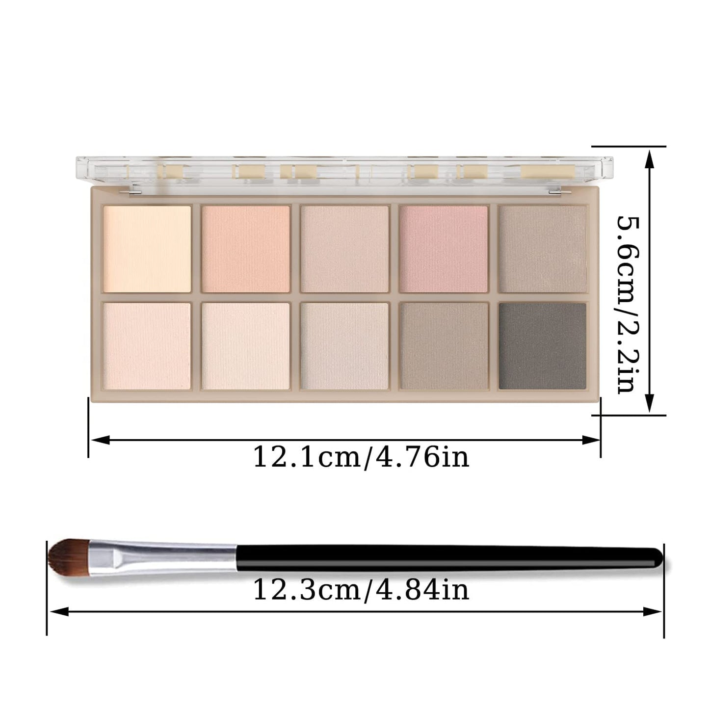 Sulily 10 Colors Matte Eyeshadow Palette, Gray Taupe Brown Nude Eye Shadow Makeup, Neutral Smokey Eye Shadowfor Older Women, Blendable,Long Lasting Waterproof Professional Beauty Makeup Kit, Cement