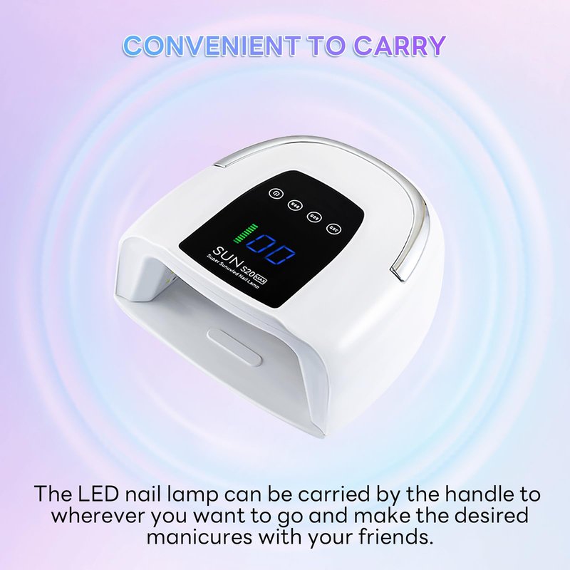 Cordless Nail Lamp 200W Rechargeable UV Light for Gel Nails LED Nail Dryer with 3 Timer Modes Perfect for Salon and Home Use Portable Cordless Design Continuous Use Up to 4-5 Hours (S20 Max)