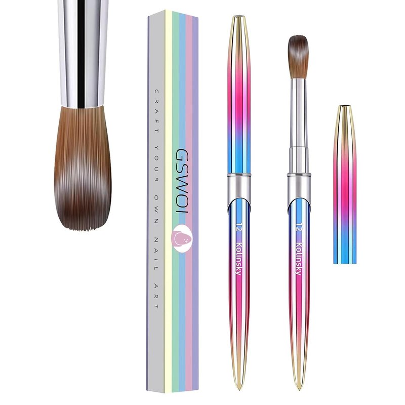 Kolinsky | 100% Pure Acrylic Nail Brush - Handmade Round Size 12 for Professional Nail Art & DIY Manicure