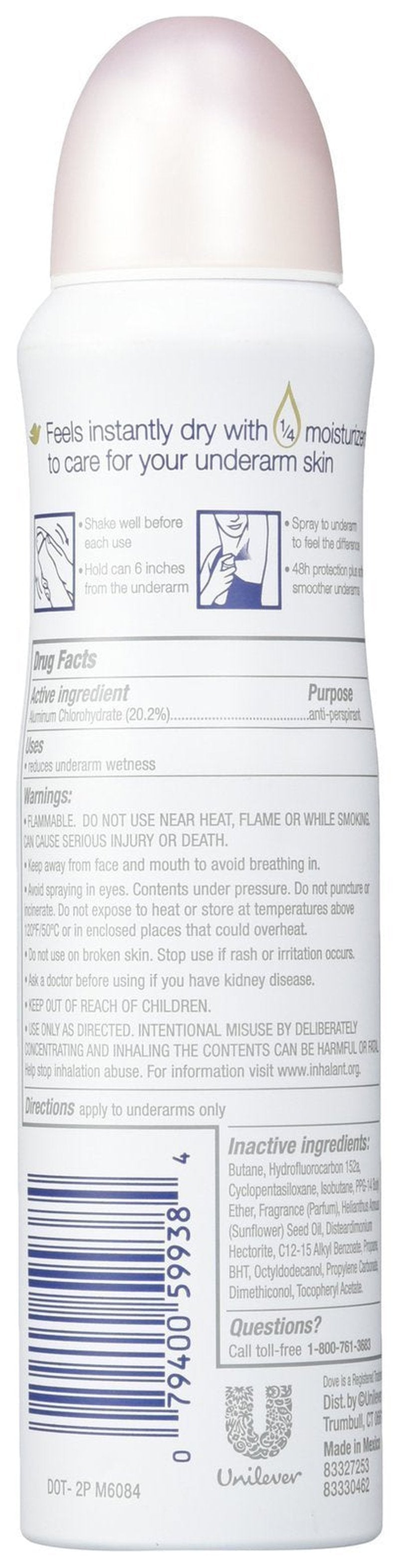 Dove Dry Spray Antiperspirant Deodorant Powder Soft, 3.8 Ounce