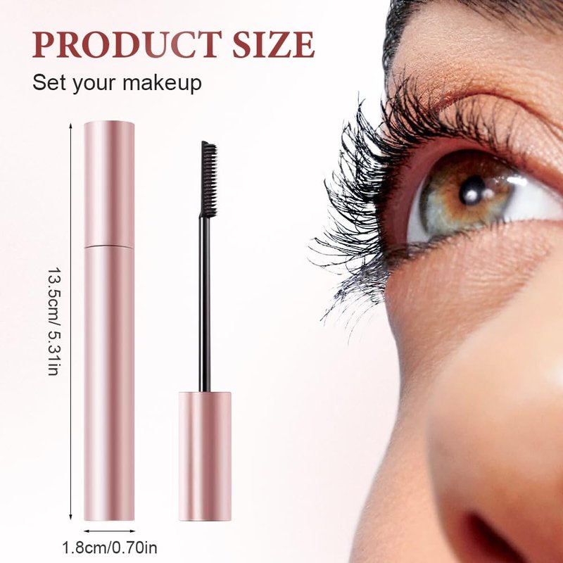 Waterproof and Non-Smudging Mascara, Lengthening and Curling Long-lasting Mascara for Fine Short Lash Women, Slim Brush Length Volumizing Curling Eyelash Lashes Mascaras for Lash Makeup (Black)