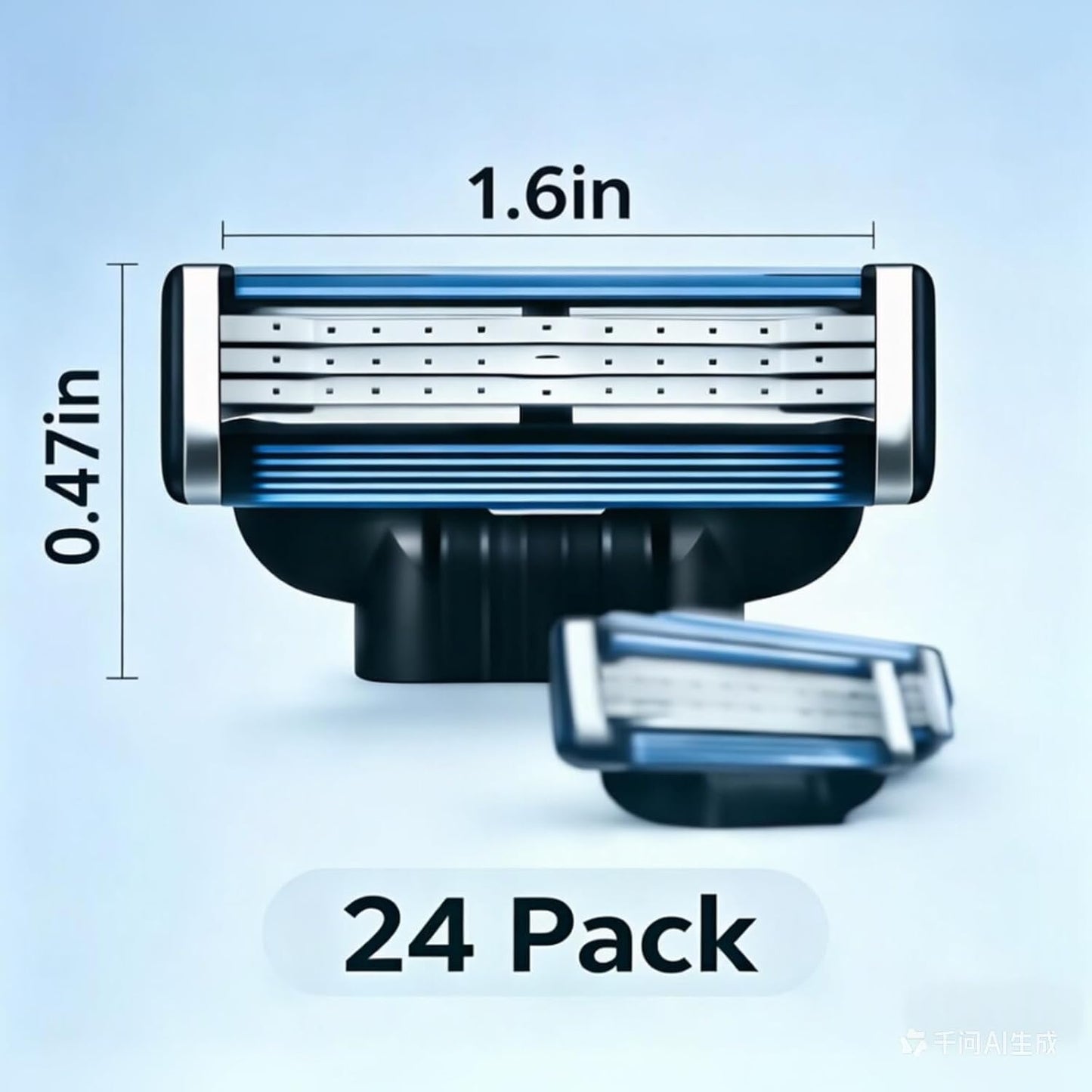 Skiennix Razor Refills for Men - 24 Count Triple-Layer Blades Compatible with Mach3 Razor