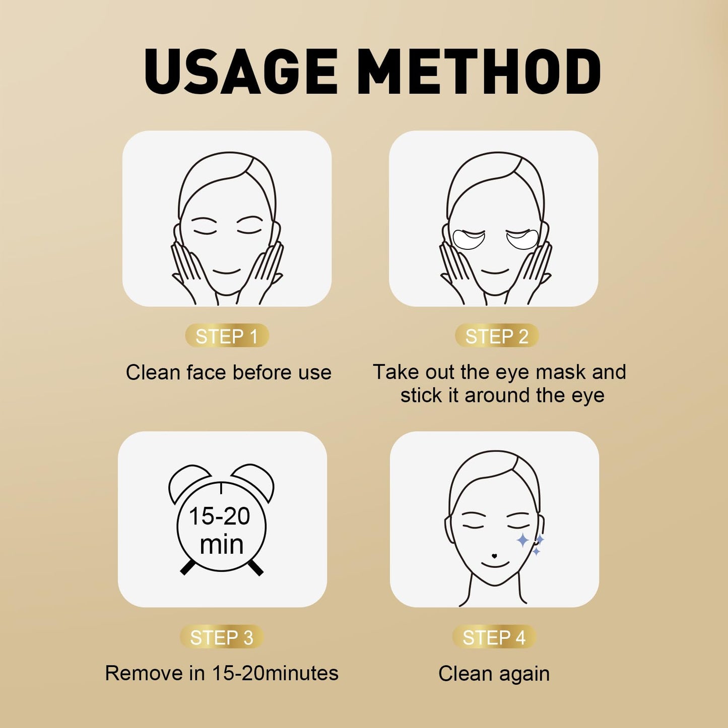 CHMI Under Eye Patches (100 Pairs) - 24K Gold Eye Patches for Puffy Eyes, Dark Circles, Eye Bags and Wrinkles, Collagen Skin Care Products, Beauty & Personal Care