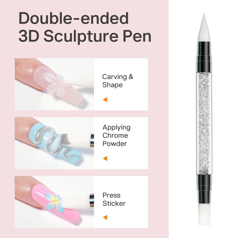 MIZHSE White 3D Gel Nail Art 30g Sculpting Gel Non-Sticky Molding Gels Solid U V LED Soak Off Gels Polish with 3D Flower Charm Nail Molds for Nails and Silicone Pen for Nail Design