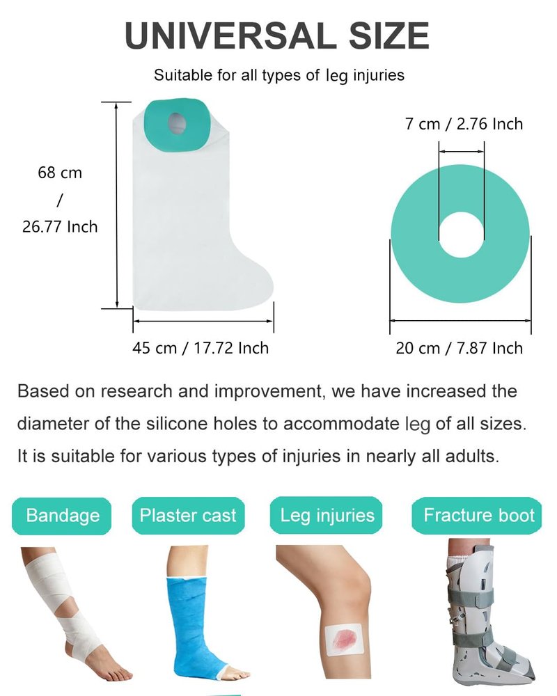 EuyiHlybt Cast Covers for Shower Leg, Waterproof Leg Cast Cover for Showering, Reusable Cast Protector for Shower Leg Adult, Soft Comfortable Cast Shower Cover Leg, Used for Bandages