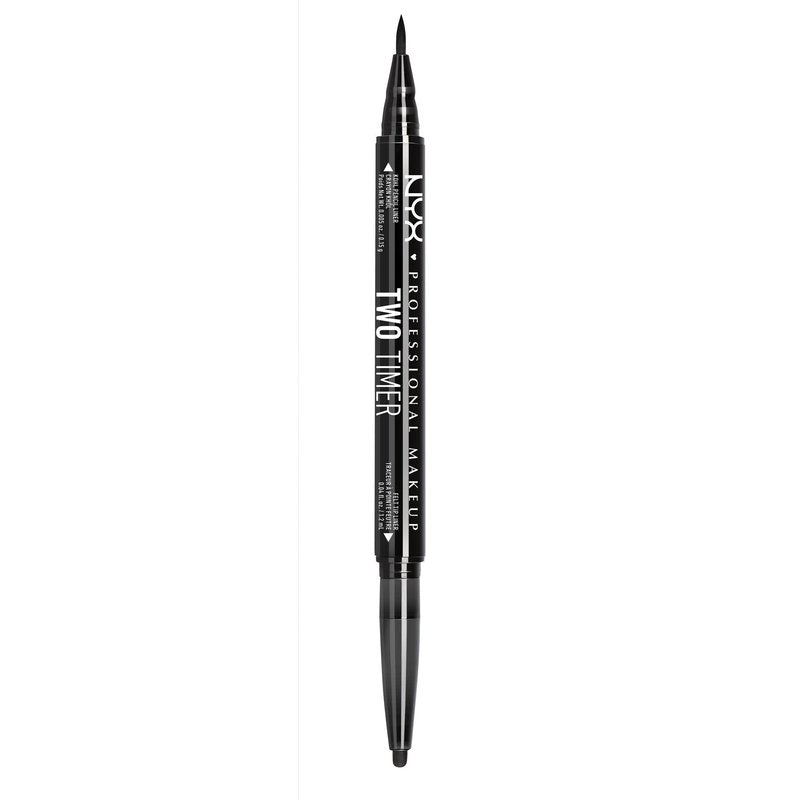 NYX PROFESSIONAL MAKEUP Two-Timer Dual Ended Eyeliner, Eyeliner Pencil, Jet Black