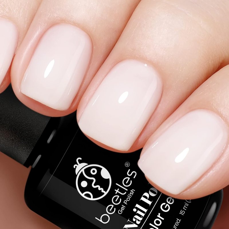 Beetles Milky White Gel Nail Polish - 15ml Sheer Translucent Neutral Jelly Base for DIY Manicure | Perfect for French Nail Art