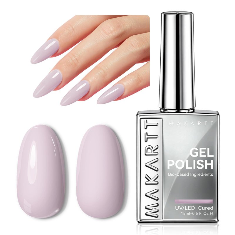 Makartt Lilac Purple Gel Nail Polish: 15ML Hema-Free Pale Violet Nail Polish High Gloss Effect Soak Off UV LED Nail Art Manicure DIY Home Salon Gift for Women
