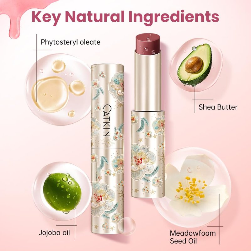CATKIN Glossy Lip Balm Ultra Hydating Glow Lip Tinted Jelly Plumping Melting Balm Shea Butter Repair Soothing For Dry Lips 0.12 oz C07 AZALEA
