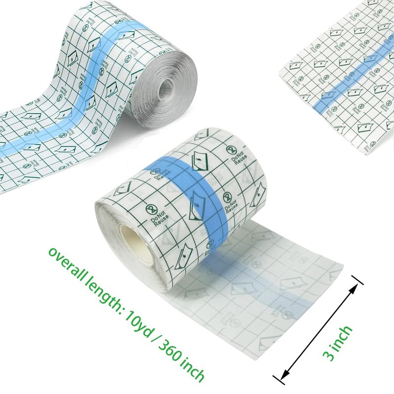 Tattoo Aftercare Bandage Roll 3" x 10 Yard - Waterproof Transparent Film for Tattoos Initial Healing and Skin Repair Adhesive Tattoo Supply Wrap