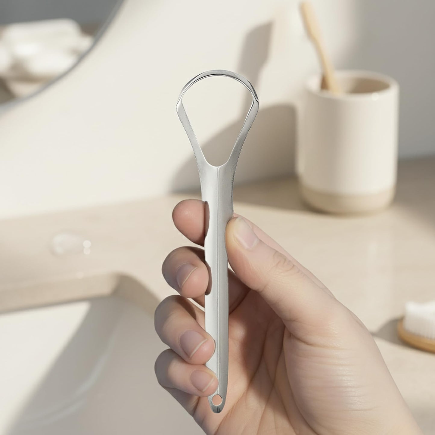 Éclat Stainless Steel Tongue Scraper with Travel Case, Tongue Cleaner for Fresh Breath & Oral Hygiene, Flexible, Durable, Easy-to-Use, Non-Irritating for Oral Care (Combo (U + Looped))