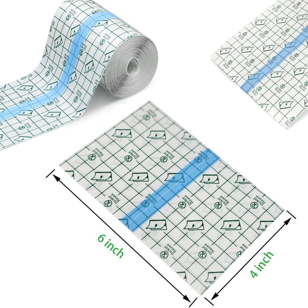50 Pieces 4 x 6 in Stretch Waterproof Adhesive Bandages Transparent Film for Tattoo Aftercare and Skin Repair Adhesive Tattoo Supply Wrap