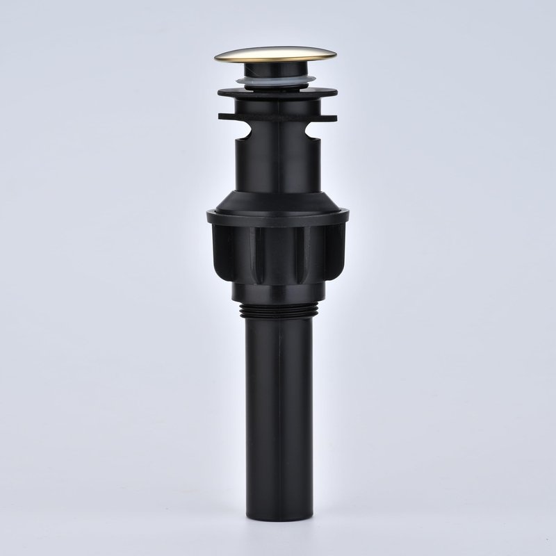 Brushed Gold Bathroom Pop-Up Push-Type Sink Drain Assembly - Vessel Vanity Sink Stopper with Overflow & Strainer, for Faucets