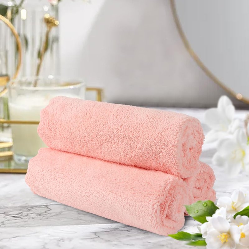 Orighty Ultra Soft Washcloths 48 Pack, Premium Microfiber Towel Sets 12 x 12 inches, Absorbent and Quick Drying Coral Velvet Washcloth, Multi-Purpose Wash Cloths for Bathroom, Hotel, and Gym (Pink)