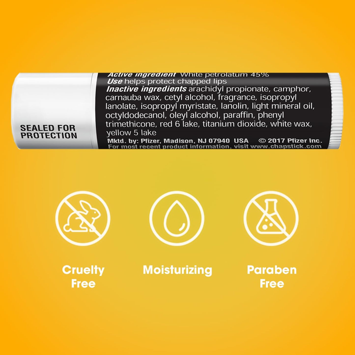 ChapStick Classic Original Lip Balm – Moisturizing Lip Care for Dry, Cracked Lips, 0.15 Oz Ea