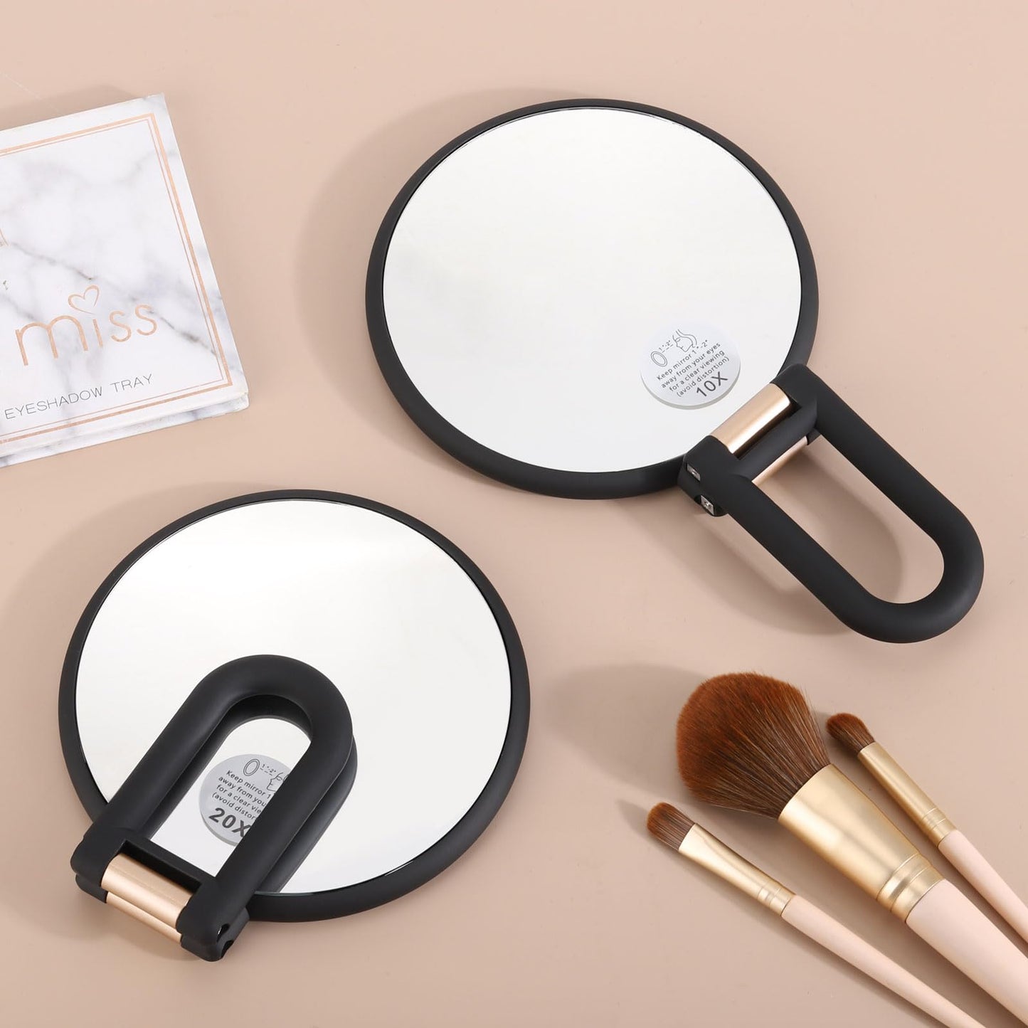 Tbestmax 1X/10X, 1X/20X Magnifying Mirror, Double Side Handheld Mirror Foldable Travel Mirror for Makeup - 2 Pack