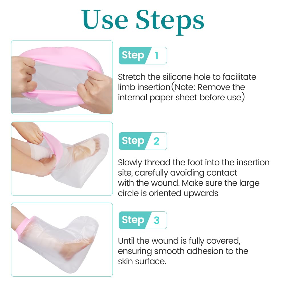 Mosago Waterproof Cast Covers for Shower Leg, Soft Comfortable Short Leg Protector for Shower Adult, Keep Wound/Bandage Dry Bath, Broken Legs/Knee/Foot/Ankle, Reusable Wound Care Supplies (Pink)