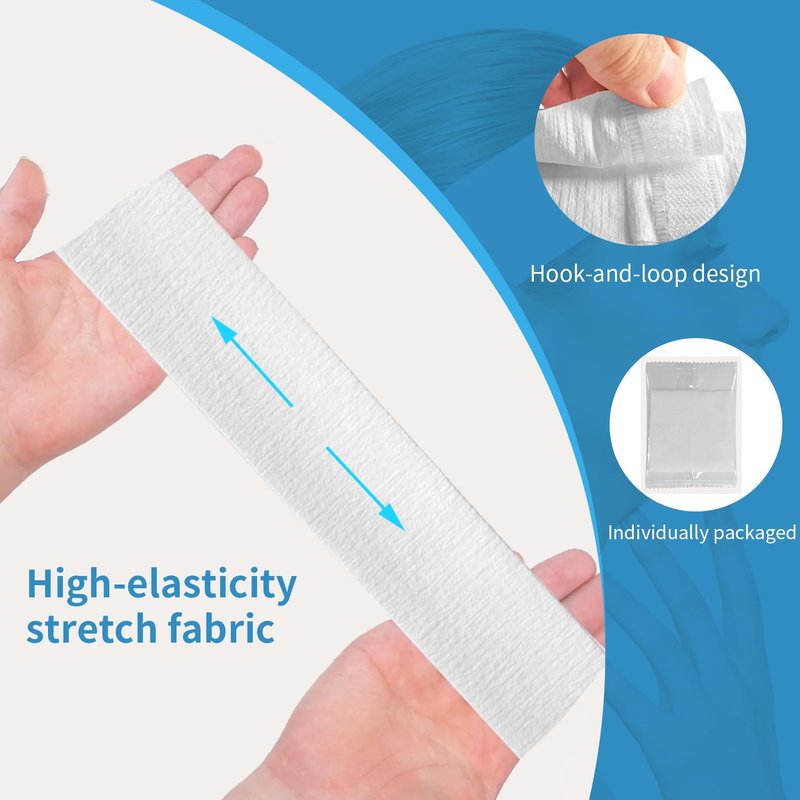 MoyRetty Disposable Headbands - 100 Pack Spa Hair Bands for Facials | Adjustable Magic Tape