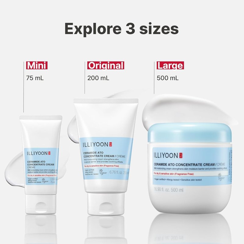 Illiyoon Ceramide Ato Concentrate Cream | Moisturizer for Dry & Sensitive Skin, 100hr Lasting Hydration, For Face & Body, Gentle for Infants, Moisture Barrier Repair, Vegan Certified, 6.76 fl.oz.