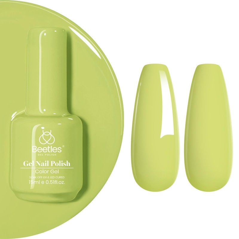 Beetles Green Gel Nail Polish - Fresh Pistachio 15ML/0.51Fl Oz, Light Green Gel Nail Polish, Neon Lime Color Soak Off UV LED Lamp Pastel Nails Art, Manicure Salon DIY Summer Day Nails
