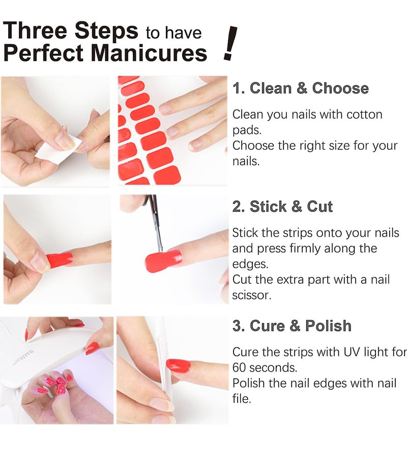 Semi Cured Gel Nail Strips, 20pcs Glazed Donut Milky, Pearl White Gel Nail Stickers for Home Nails DIY
