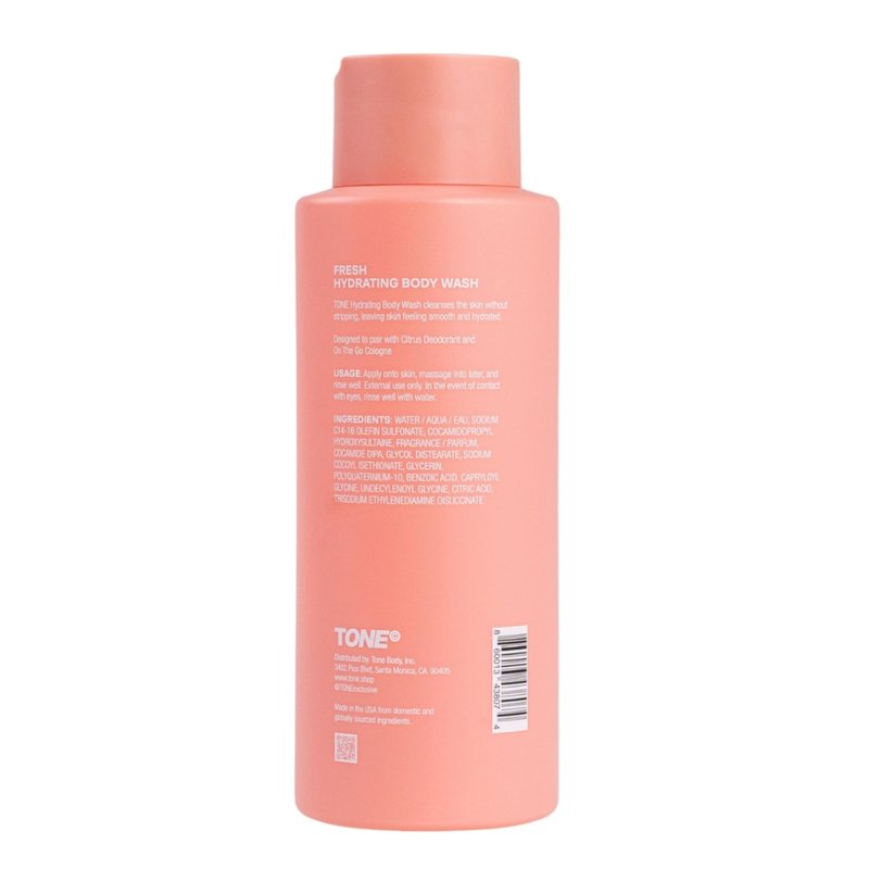 TONE Hydrating Body Wash for Men & Women, Citrus, Coconut-derived Cleansers Leaves Skin Clean, Moisturized & Refreshed, Long-lasting Iconic Scent, All Skin Types, Dermatologist-Tested, 16.9 oz