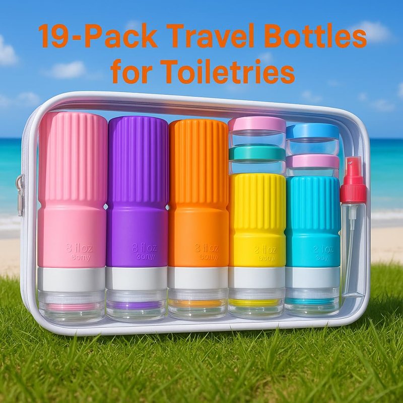 Tocelffe 19 pack Travel Bottles for Toiletries,TSA Approved Silicone Travel Containers for Toiletries,Leak Proof 3oz Refillable Liqus Shampoo And Conditioner Travel Essentials toiletr