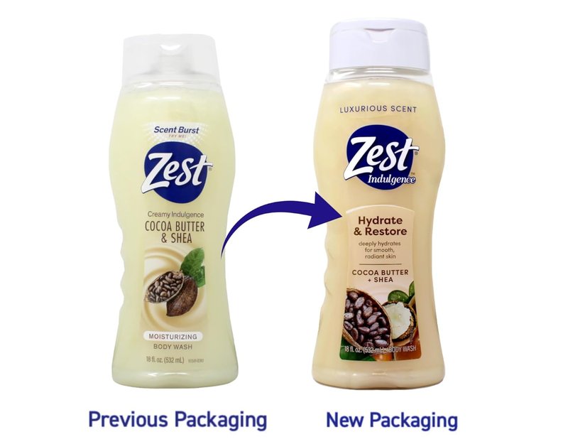 Zest Body Wash - Creamy Cocoa Butter & Shea Moisturizing Formula | 18 Fl Oz