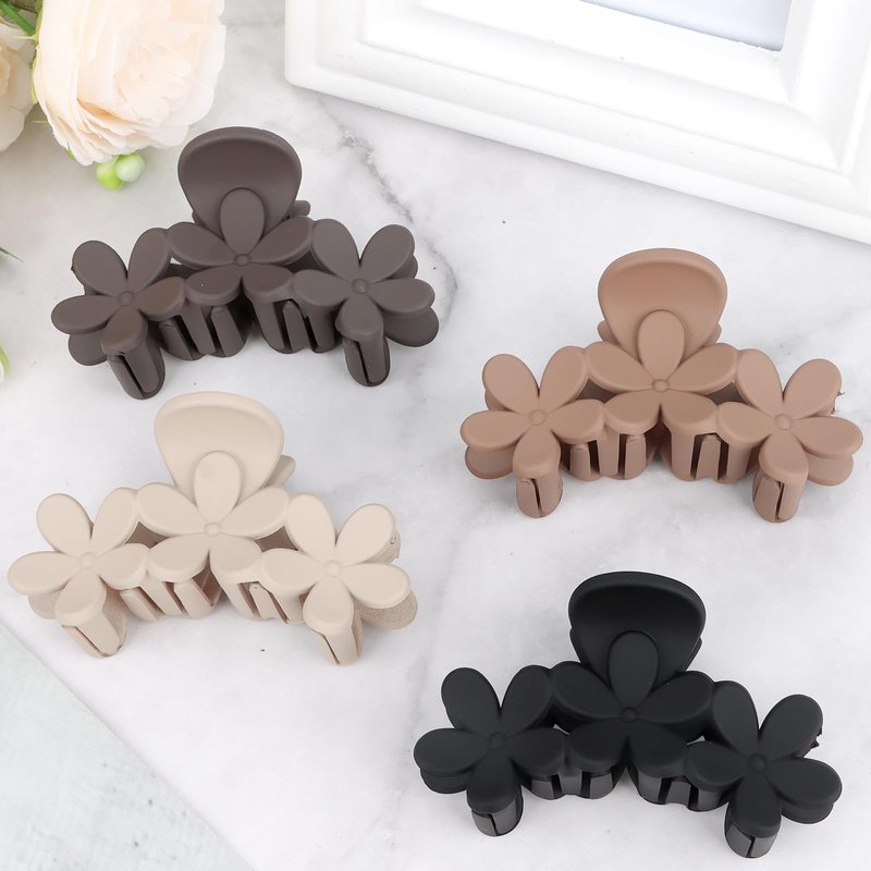 Amariver 4PCS Matte Flower Hair Claw Clips - Non-slip Cute Claw Clips for Thick & Thin Hair
