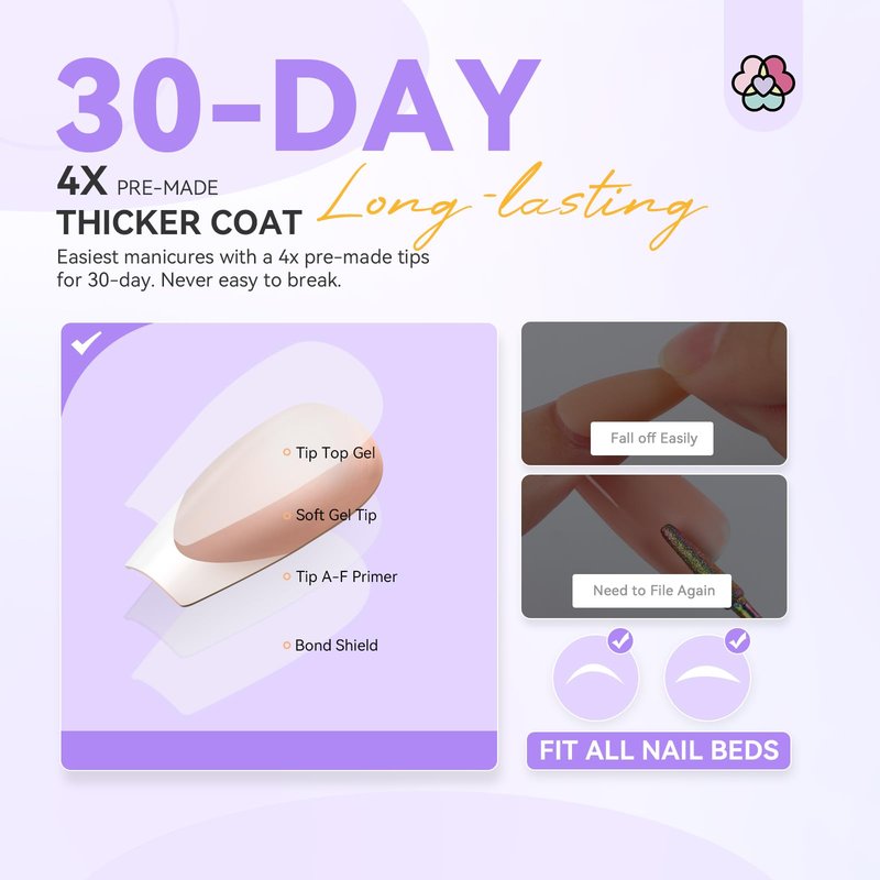 SAVILAND Press On Nails for Women: Long Square 160PCS Natural Acrylic Press On Nails Nude French Tip Nails Sturdy & Long-lasting Press on Nails Soft Gel Nail Tips for Extension DIY Nail Art