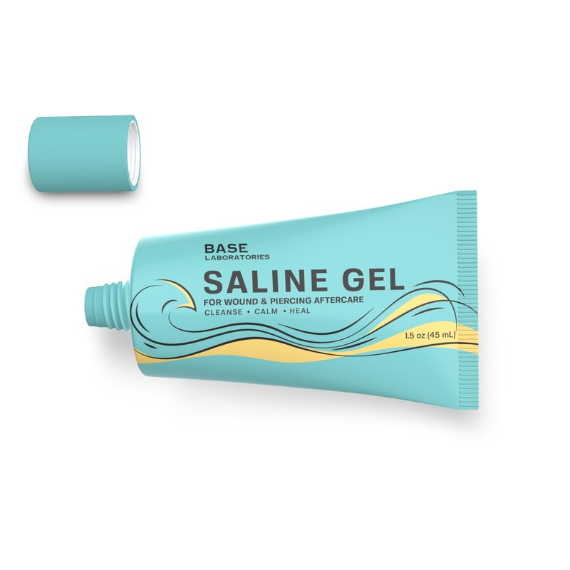 Base Labs Piercing Aftercare Saline Solution Gel 1.5oz – Piercing Bump Solution & Aftercare Spray Alternative – Nose, Ear Piercing Care – Hydrating Gel for Piercings Bumps & Keloids