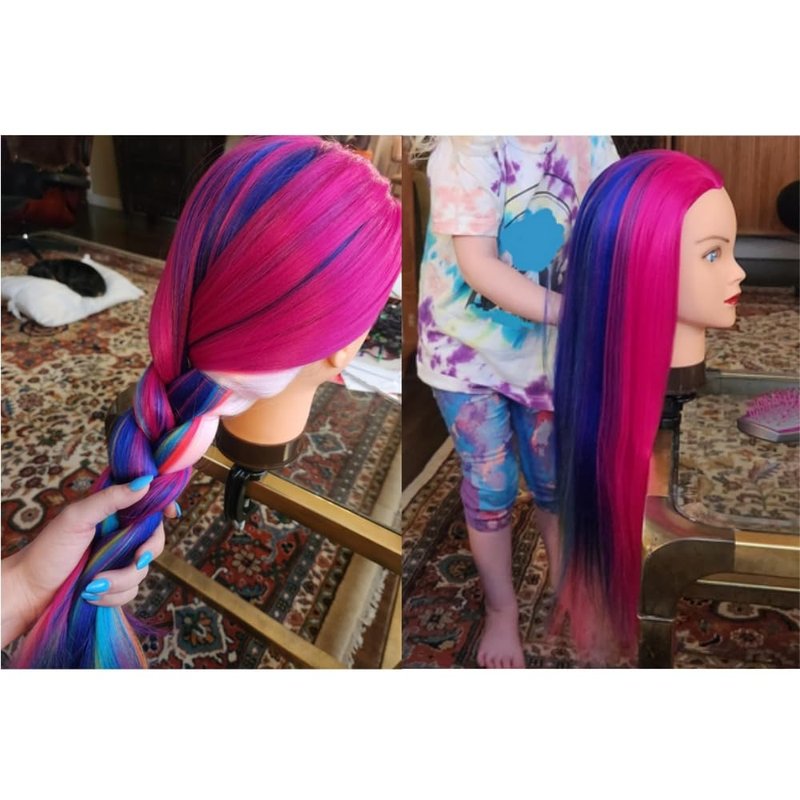 Hairingrid 26"-28" Mannequin Head Hair Styling Training Head Manikin Cosmetology Doll Head Synthetic Fiber Hair and Free Clamp Holder (R71919W0320)