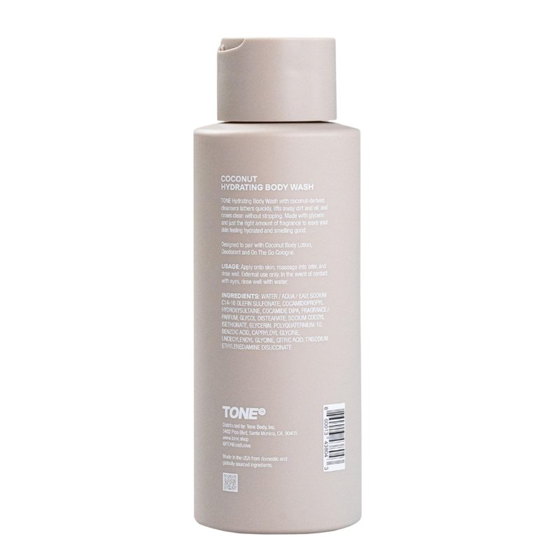 TONE Hydrating Body Wash for Men & Women, Coconut, Coconut-derived Cleansers Leaves Skin Clean, Moisturized & Refreshed, Long-lasting Iconic Scent, All Skin Types, Dermatologist-Tested, 16.9 oz