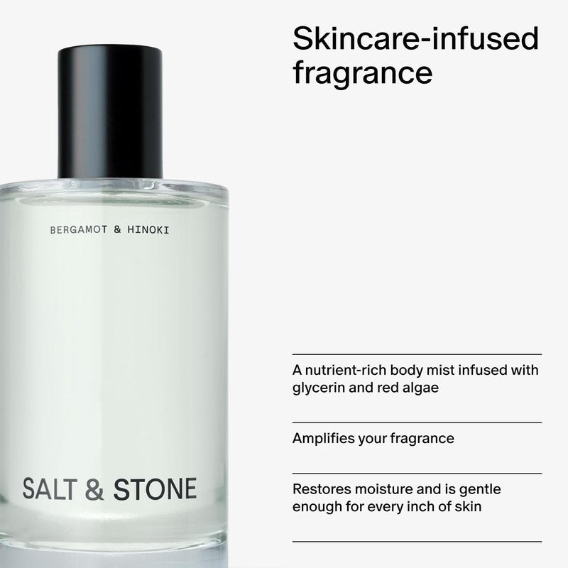 Salt & Stone Signature Scent Duo Set - 48 Hour Aluminum-Free Deodorant & Hydrating Body Mist | Bergamot & Hinoki Fragrance