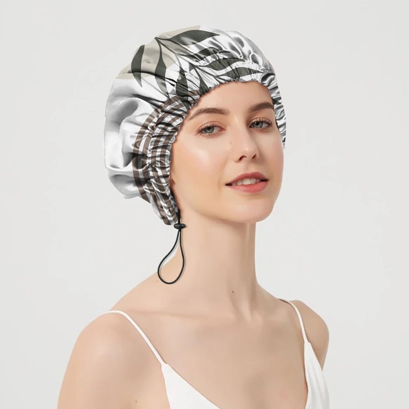 Zewurtuw 2 PCS Shower Cap Adjustable Reusable Double Waterproof Layer Elastic Hair Bath Cap Cute Aesthetic for Women Girls-Leaf