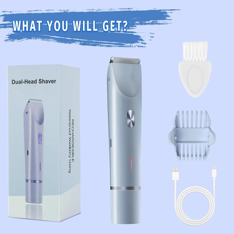 Skiennix Bikini Trimmer for Women - 2-in-1 Electric Razor & Shaver | IPX7 Waterproof, Blue
