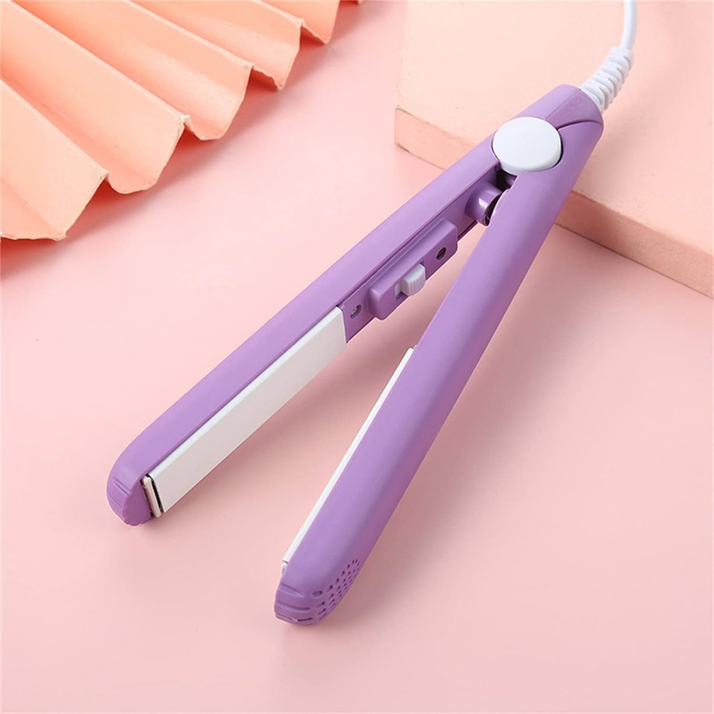 YSSZAM 2024 New Purple Mini Curler and Straightener - 2-in-1 Ceramic Curling Iron for Short, Fine Hair, 1/2 Inch Barrel